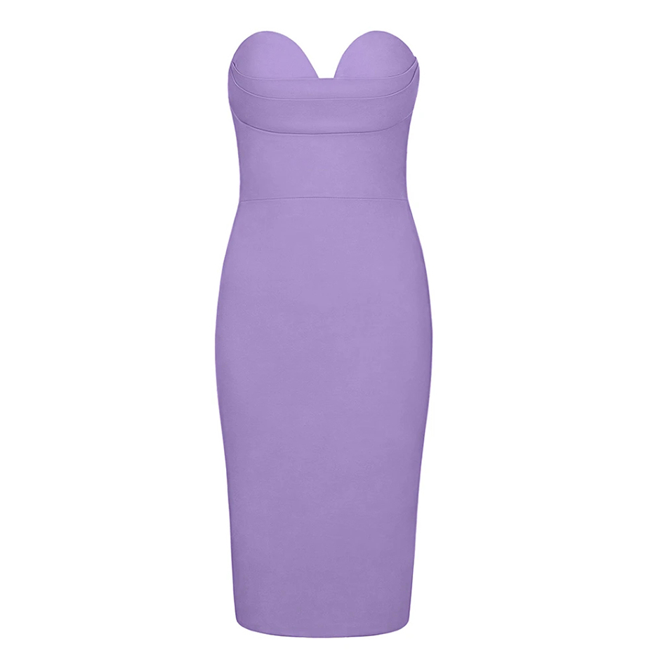 Free Women's Purple Bandage Dress Sexy Strapless Wrap Chest Bodycon Halter Club Celebrity Party es 210524