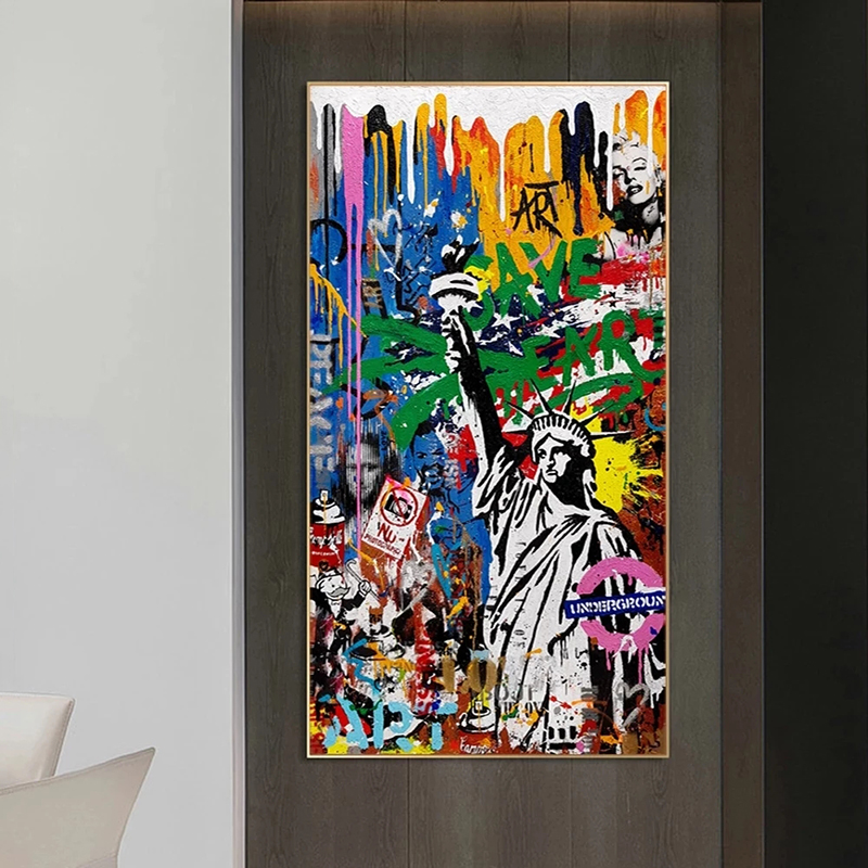 Abstract Graffiti Street Art Statue Of Liberty Canvas Painting Posters and Prints Wall Art Pictures For Living Room Home Decor