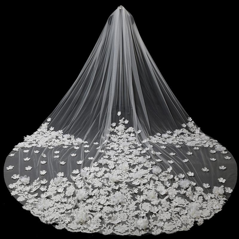 Bridal Veils 5 Meters Long Wedding With Handmake Flowers Cathedral Train Velo Comb Vail Accessories, White
Bridal Veils 5 Meters Long Wedding With Handmake Flowers Cathedral Train Velo Comb Vail Accessories, White