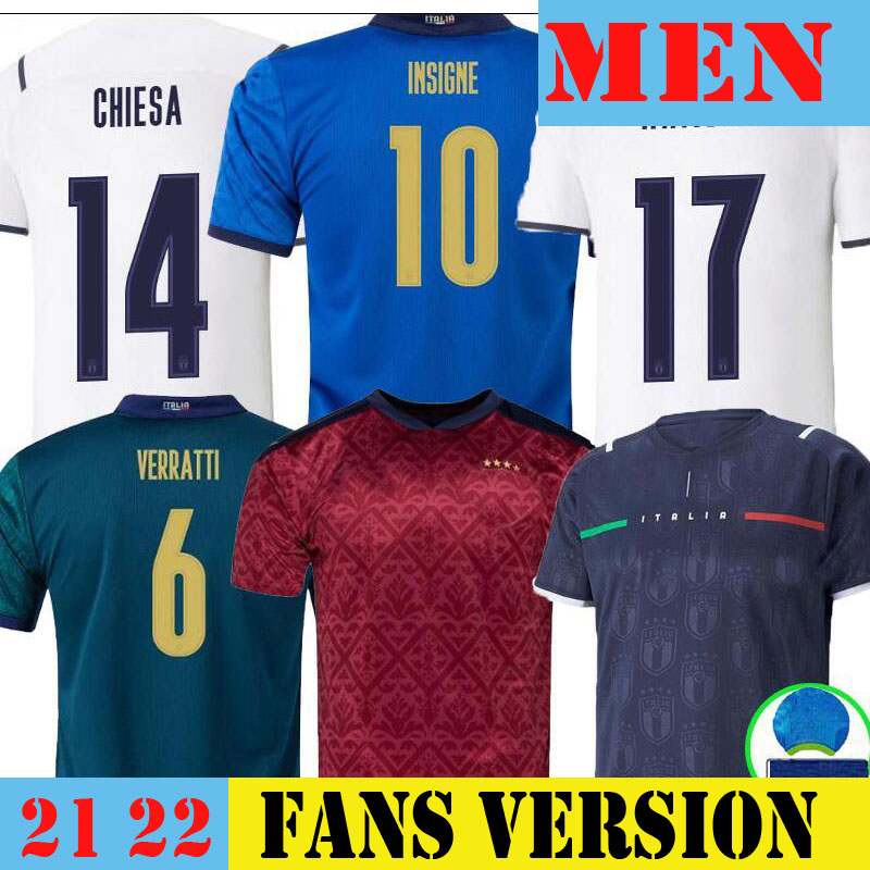FANS player version Italy 2021 INSIGNE soccer Jersey italia 21 22 Immobile Belotti Jorginho BONUCCI verratti Chiesa Adult men + kids kit SOCKS FOOTBALL SHIRT uniforms, Home 2 patch
FANS player version Italy 2021 INSIGNE soccer Jersey italia 21 22 Immobile Belotti Jorginho BONUCCI verratti Chiesa Adult men + kids kit SOCKS FOOTBALL SHIRT uniforms, Home 2 patch
