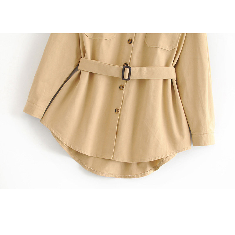 Waist Bandwidth Loose Collar Long Sleeve Single Breasted Waist Female Coat Autumn Casual Harajuku Tooling Women's Jacket 210507