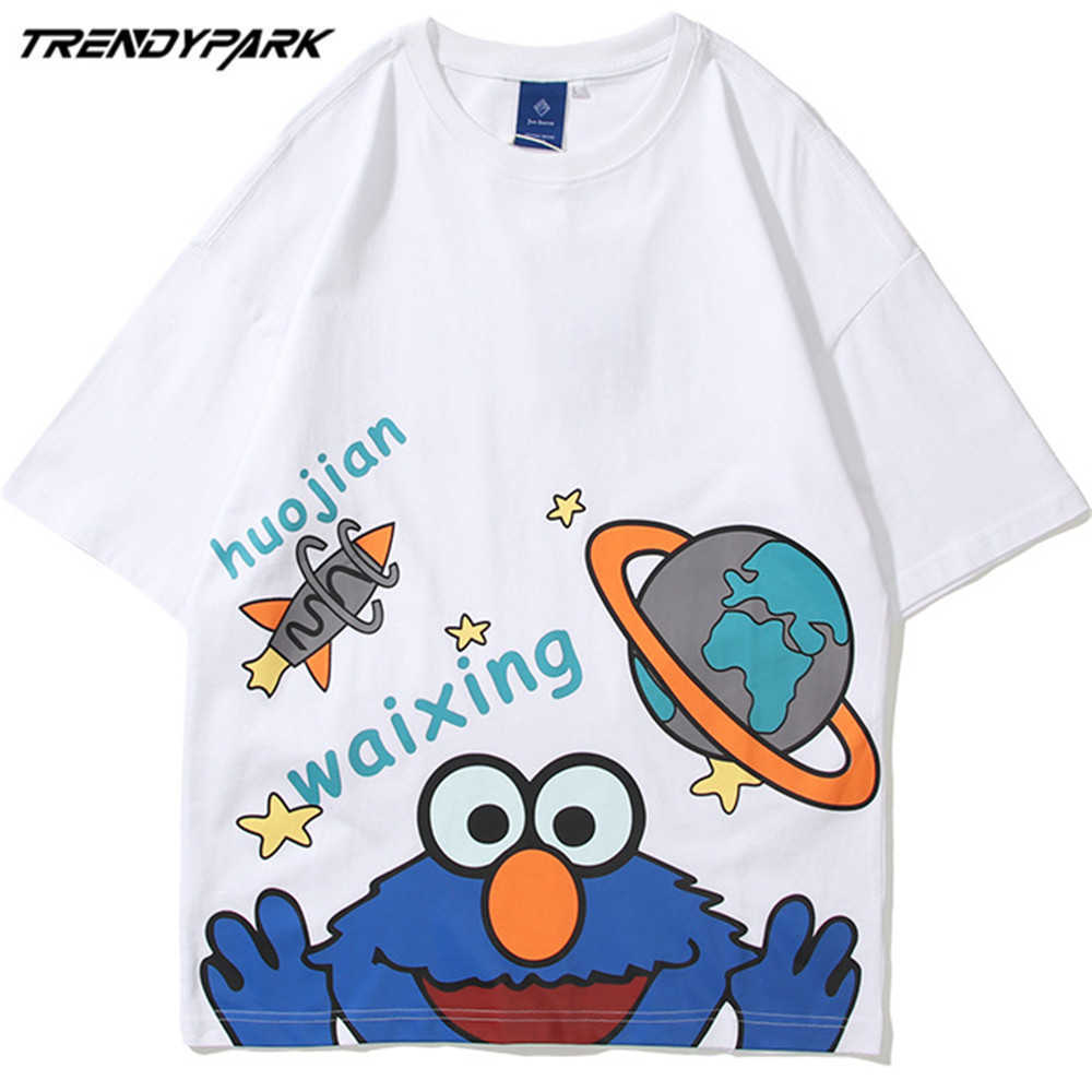 Men's T-shirt Digital Cartoon Print Short Sleeve Tee Hip Hop Oversized Cotton Casual Harajuku Streetwear Top Tshirts Clothing 210601
