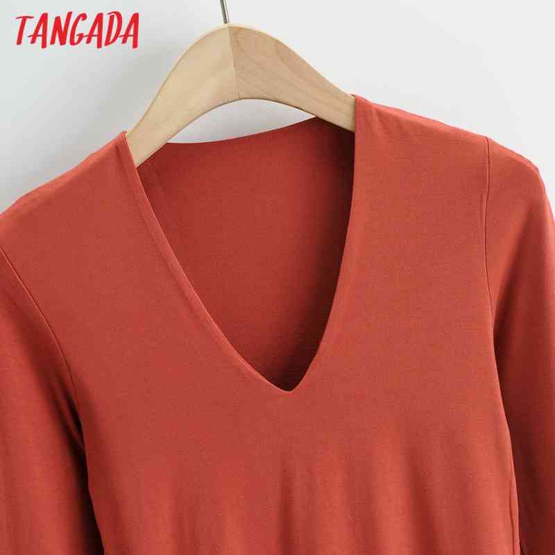 Fashion Women V Neck Strethy Bodyshirt Shirt Playsuit Long Sleeve Buttons Female Tops 4P38 210416