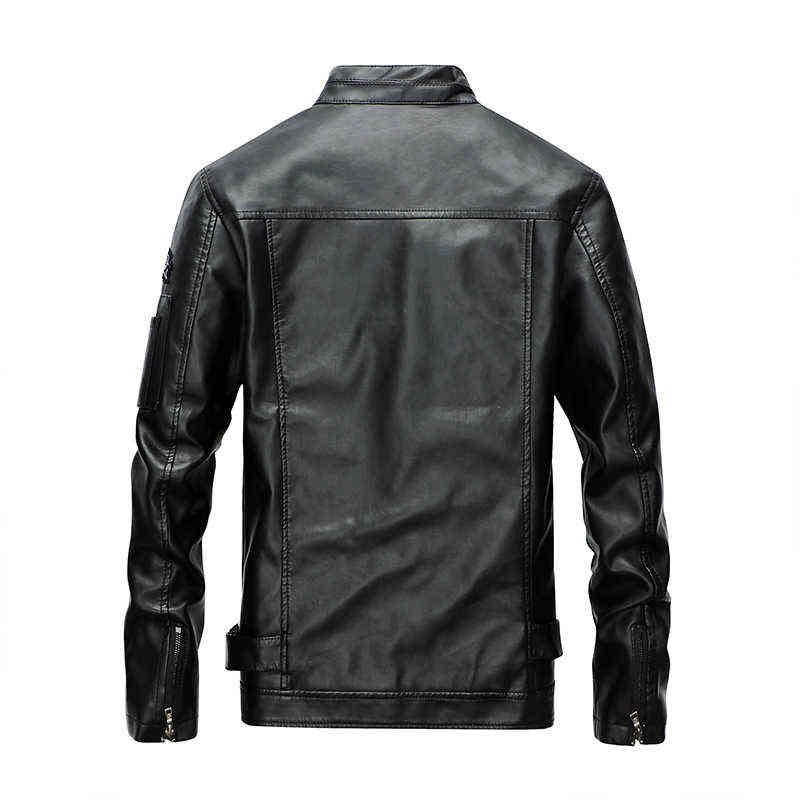 Men's Winter Casual Embroidery Faux Leather Coats Jackets Men Autumn Motorcycle PU Fleece Windproof Jacket Biker For Male 211119