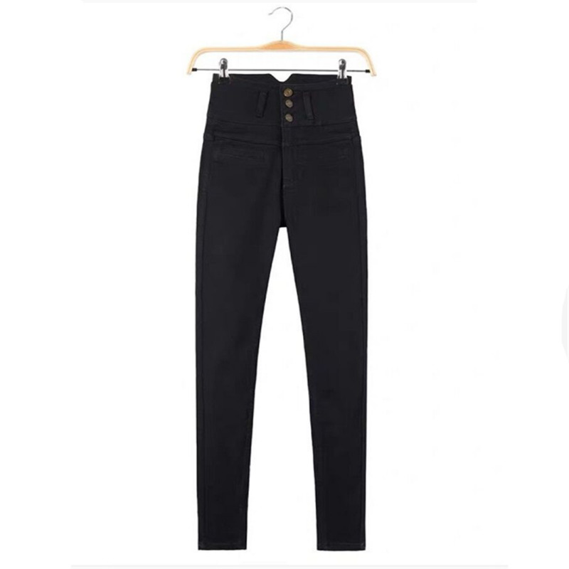 Woman's Jeans Winter Warm Elastic Plus Size Pencil Pants High Waist Black Boyfriends Mom Vintage Korean Jean Trouser 210428