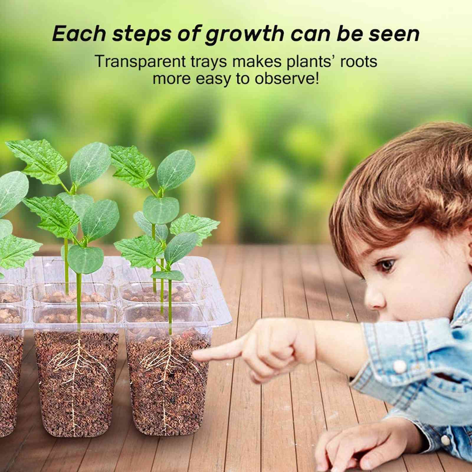 10-pces/reusable seeds grow box plant seedlings tray garden seed trayhumidity adjustable nursery vase of plants