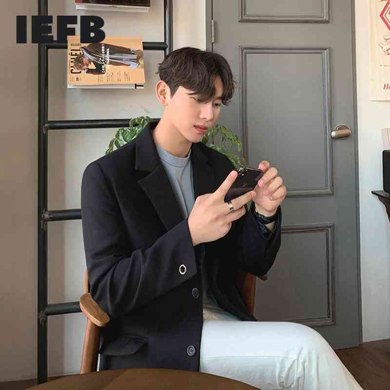 IEFB Men's Wear Spring Black Casual Suit Male's Korean Style Trendy Handsome Single Breasted Blazers For Male 9Y3453 210524