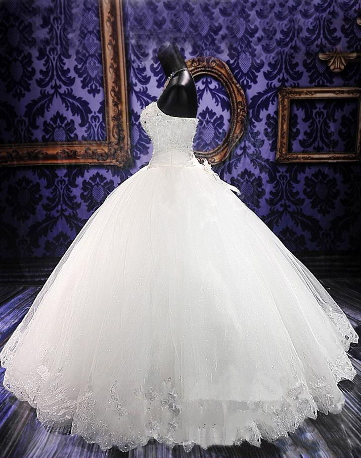 Bridal Gowns Gorgeous Ball Gown Sweetheart Beading Flowers Floor- Length Charming Wedding Dress