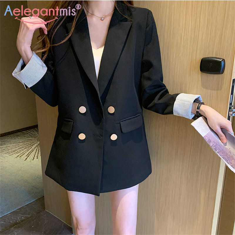 Aelegantmis Office Lady Casual Oversized Women Black Blzer Spring Striped Cuff Vintage Chic Female Solid Blazer Jacket OL 210607
Aelegantmis Office Lady Casual Oversized Women Black Blzer Spring Striped Cuff Vintage Chic Female Solid Blazer Jacket OL 210607