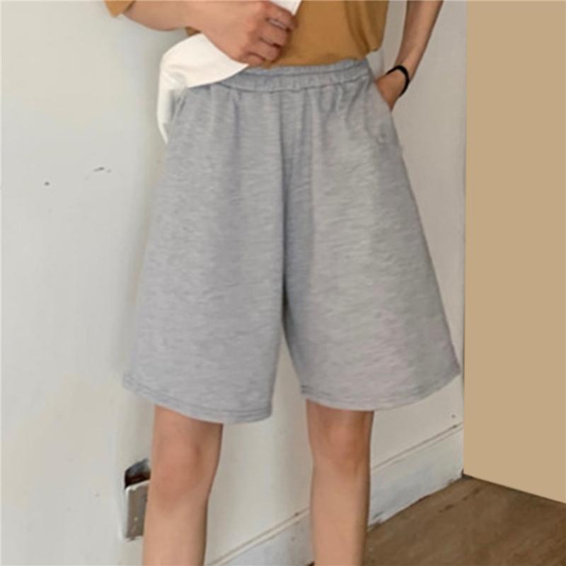 Summer Women Loose Shorts Solid Color Wide-leg Knee-length Harajuku Casual Simple Trend All-match Lady Chic Clothing Women's