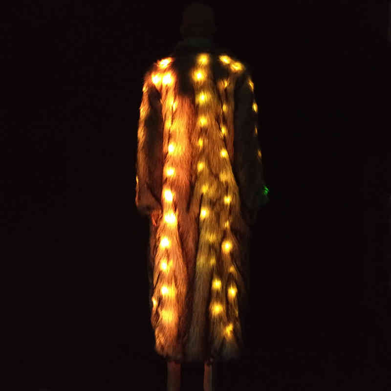 Led Coat Long Fur Women's With Light Stage Suit Jacket Women Clothes 211213