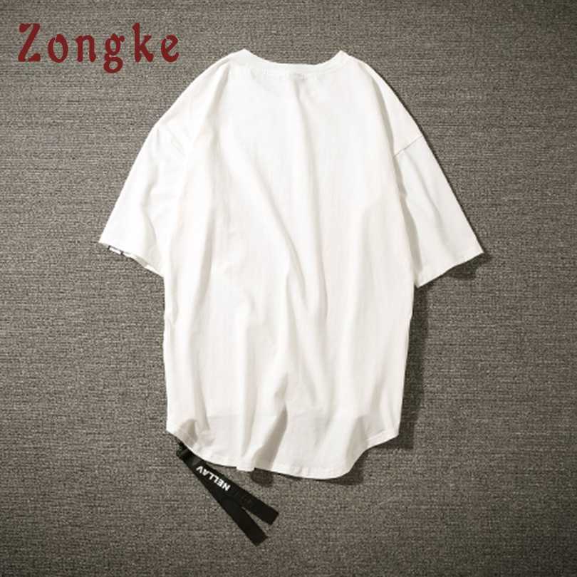 Zongke White T Shirt Men Tshirt Men T Shirt Harajuku Vintage T-Shirt Men Clothes Streetwear Hip Hop Summer Top 5XL 210707