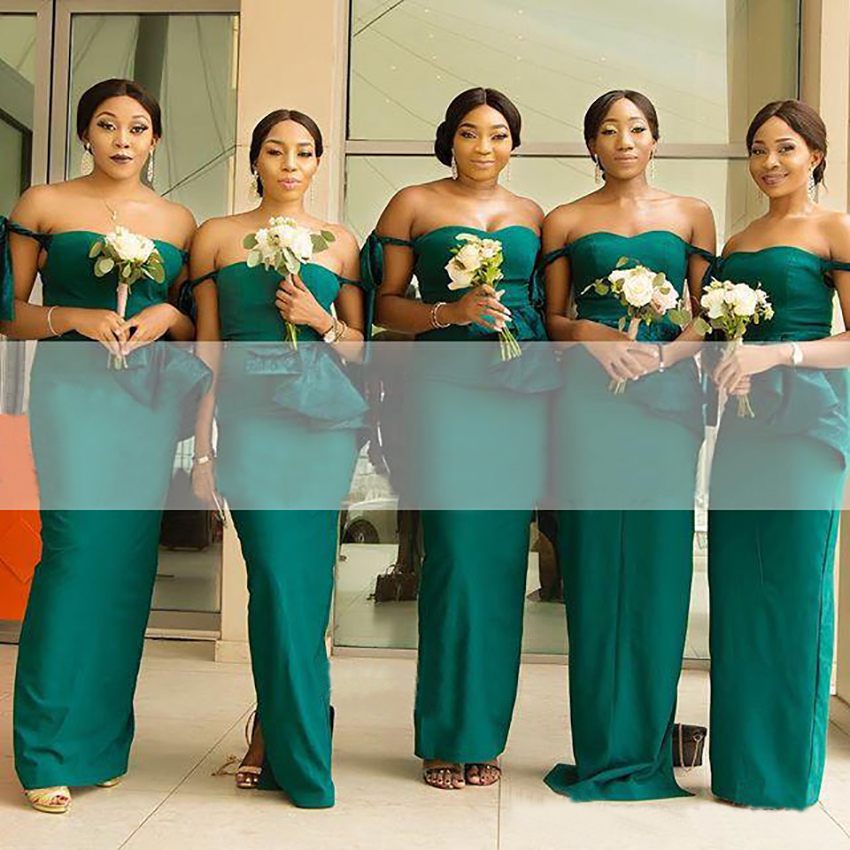 Emerald Green 2021 Off The Shoulder Bridesmaid Dresses Sheath Peplum Waist Maid Of Honor Wedding Guest Gown Custom Made
Emerald Green 2021 Off The Shoulder Bridesmaid Dresses Sheath Peplum Waist Maid Of Honor Wedding Guest Gown Custom Made