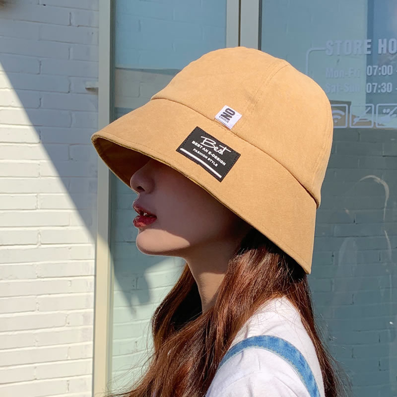 Fashion Dome Letter Sun-Proof Basin Hat Womens Big Brim Solid Color Labeling Bucket Hat Sun Wholesale, Yellow
Fashion Dome Letter Sun-Proof Basin Hat Womens Big Brim Solid Color Labeling Bucket Hat Sun Wholesale, Yellow