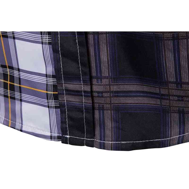 Mosaic Grid Men Shirt High Quality Social Men's Plaid Dress Shirts Long Sleeve Formal Soft Business Casual Oxford Shirt 210410