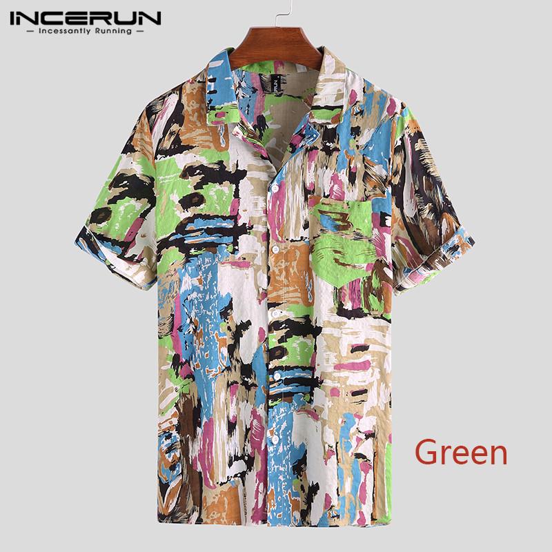 Men Printed Short Sleeve Lapel Casual Shirts Summer Hawaiian Beach Camisa Man Buttons Leisure Blouse Fashion Tops S-3Xl