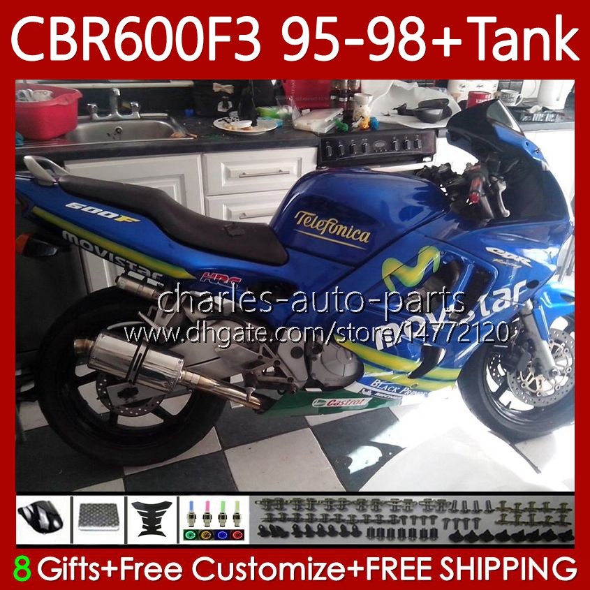 OEM Blue Movistar Fairings For HONDA CBR 600 CBR600 F3 FS CC 600FS 600F3 1995-1998 64No.324 Bodys CBR600FS 600-F3 1995 1996 1997 1998 CBR600F3 600CC 95 96 97 98 Bodywork, No. 20
OEM Blue Movistar Fairings For HONDA CBR 600 CBR600 F3 FS CC 600FS 600F3 1995-1998 64No.324 Bodys CBR600FS 600-F3 1995 1996 1997 1998 CBR600F3 600CC 95 96 97 98 Bodywork, No. 20
