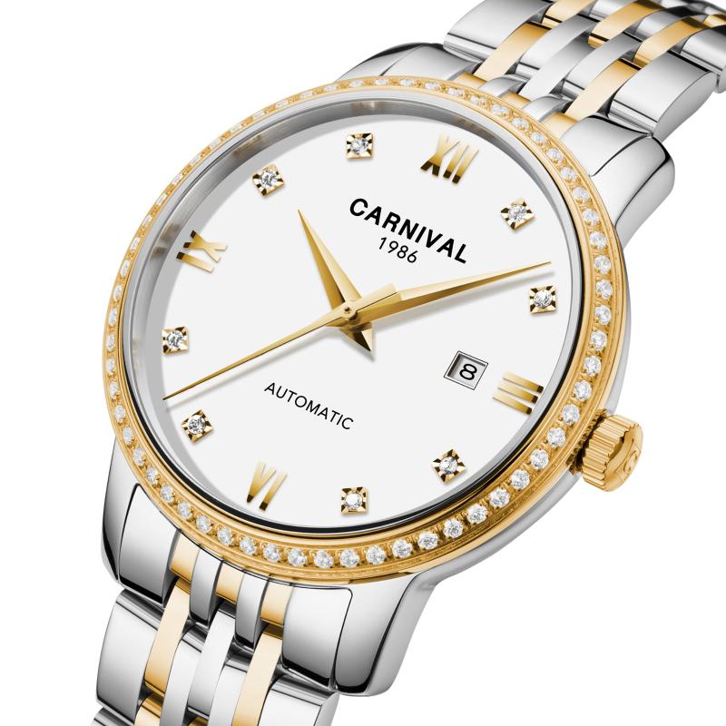 Wristwatches Fashion Automatic Watch Women CARNIVAL 2021 Womens Mechanical Waterproof Sapphire Date Stainless Steel Strap, Silver white
Wristwatches Fashion Automatic Watch Women CARNIVAL 2021 Womens Mechanical Waterproof Sapphire Date Stainless Steel Strap, Silver white