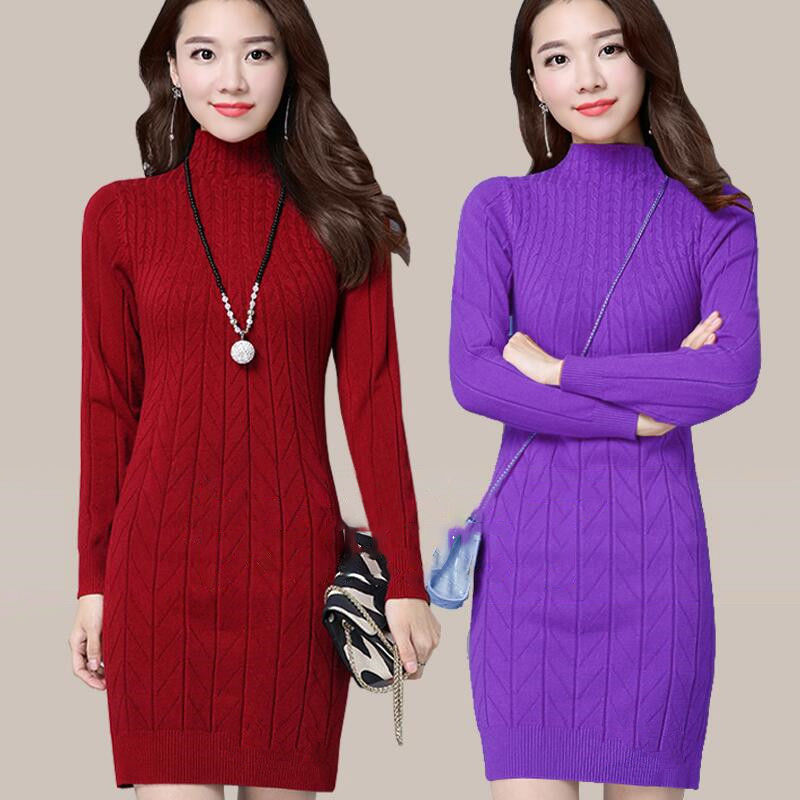 Woman Plus Size Casual Mid-length Knit Sweater Solid Color Bottoming Versatile Thick Sweater Slim Lady Dress Autumn Winter New, Red wine
Woman Plus Size Casual Mid-length Knit Sweater Solid Color Bottoming Versatile Thick Sweater Slim Lady Dress Autumn Winter New, Red wine