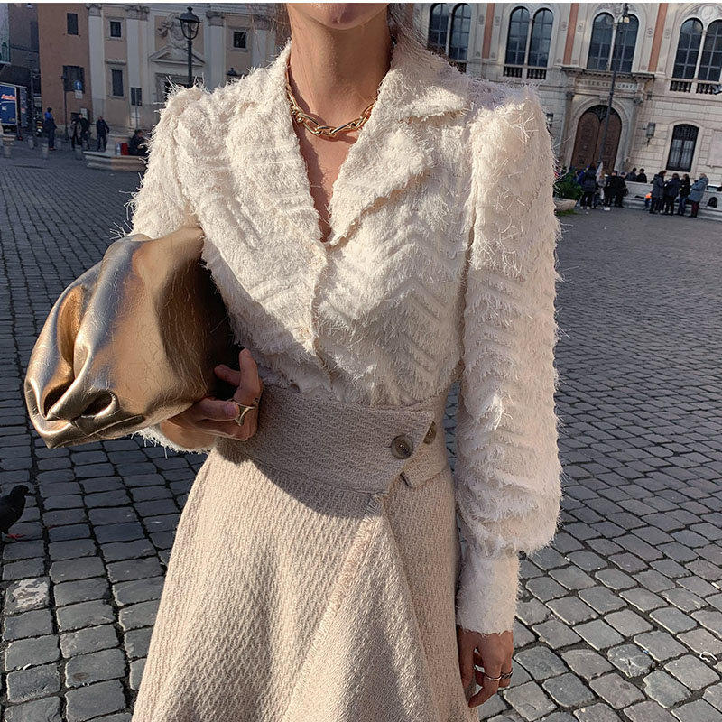 Female Tassel High Street Korean Spring Chic All Match Stylish Women Brief Shirts Office Lady Blouses 210421