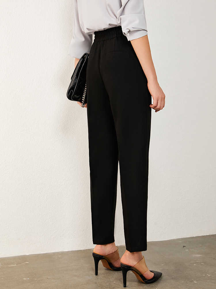 Minimalism Spring Autumn Women's Suit Pants Causal Offical Lady Solid Pleated Straight Ankel-length Female 12030407 210527