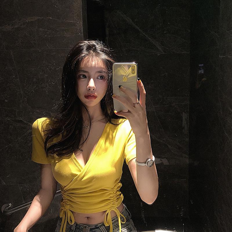 Women's T-Shirt V-neck Low-cut Slim White T Shirts Clothing Sexy Summer Style Tees Ladies Fashion Brand Crop Top Hipster Lace-up, Black
Women's T-Shirt V-neck Low-cut Slim White T Shirts Clothing Sexy Summer Style Tees Ladies Fashion Brand Crop Top Hipster Lace-up, Black