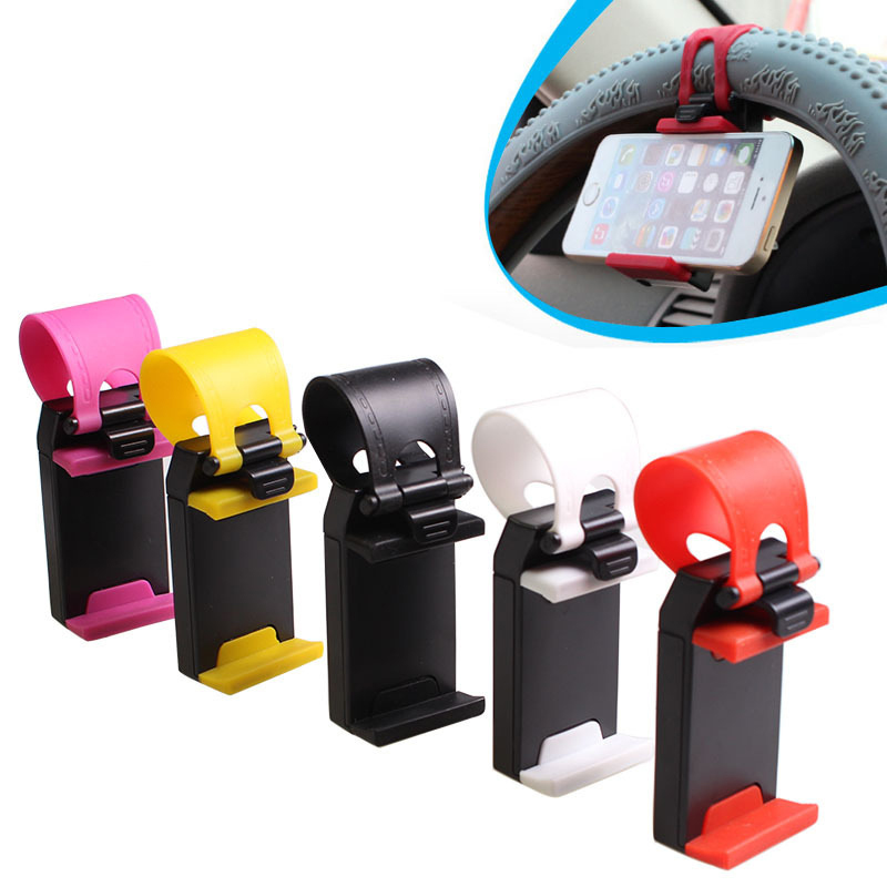 Universal Car Steering Wheel Cell phone Holder Clip Bike Mounts Stand Flexible cellphone mounts extend to 76mm7878829