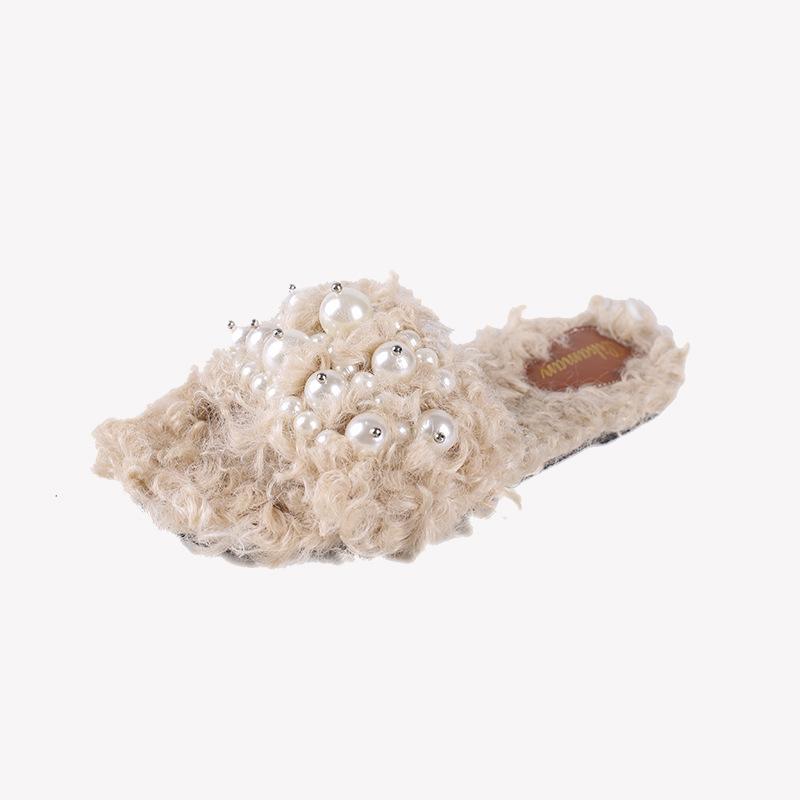 Fur Woolpack Flat Heels Slippers Glitter Pearls Home Slides Furry Open Toe Flip Flops String Bead Plush Shoes Warm Mules Woman, Black
Fur Woolpack Flat Heels Slippers Glitter Pearls Home Slides Furry Open Toe Flip Flops String Bead Plush Shoes Warm Mules Woman, Black