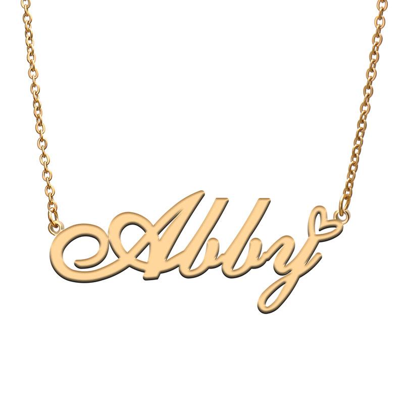 Pendant Necklaces Love Heart Abby Name Necklace Personalized Women Stainless Steel Gold & Silver Nameplate Femme Mother Child Girls Gift
Pendant Necklaces Love Heart Abby Name Necklace Personalized Women Stainless Steel Gold & Silver Nameplate Femme Mother Child Girls Gift