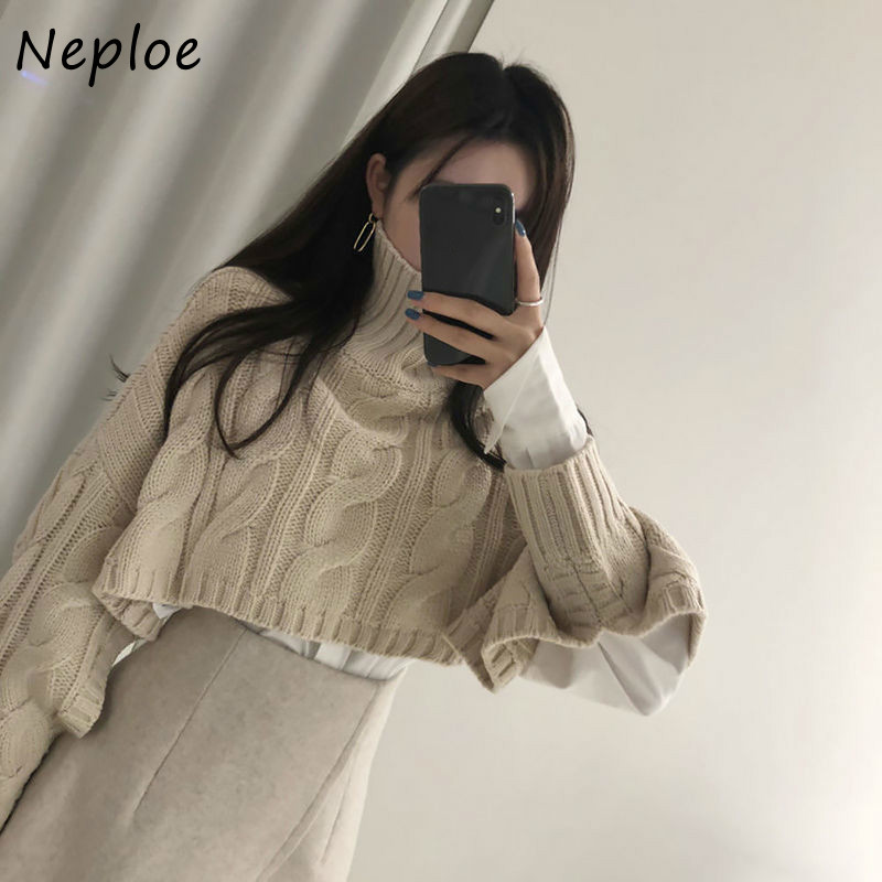 2 Piece Set Women Korean Turtleneck Long Sleeve Sweaters+Irregular High Waist Mini Skirts Autumn Fashion Suits 210422