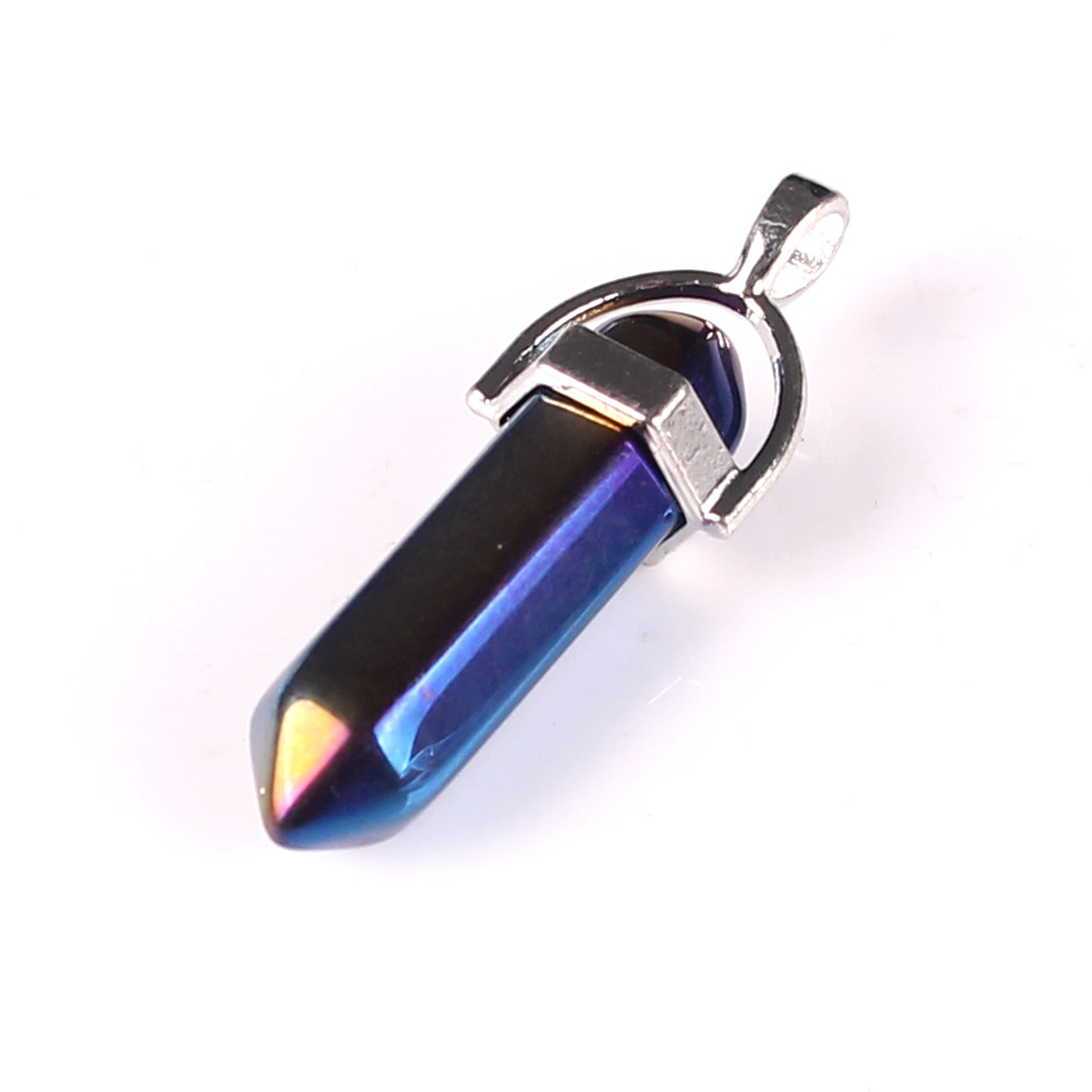 The colorful plating color Hexagon Prism Charms Pendants Crystal Clear Chakras Gem Stone fit earrings necklace making assorted