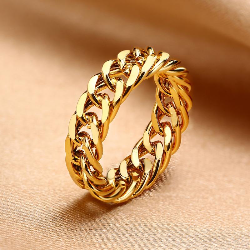 Wedding Rings Cool Stainless Steel Link Women Ring Gold/Silver Color Chain Punk Couple Jewelry For Party Gift
Wedding Rings Cool Stainless Steel Link Women Ring Gold/Silver Color Chain Punk Couple Jewelry For Party Gift