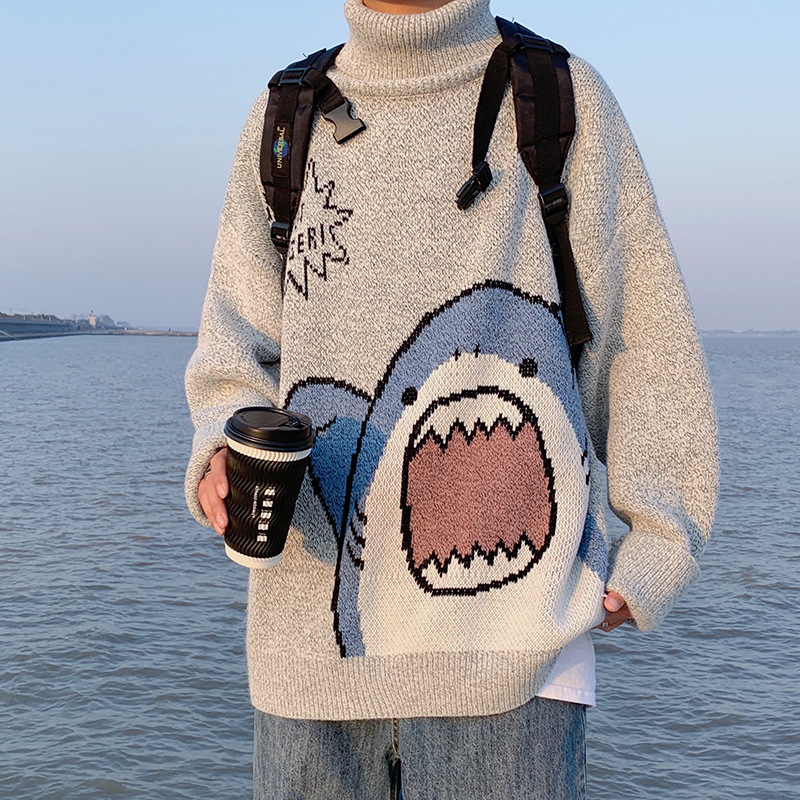 Cute Turtlenecks Shark Sweater Men Womens Autumn/Winter Patchwor Harajuku High Neck Oversized Grey Couple Sweater Loose Jacket, Gray(low)
Cute Turtlenecks Shark Sweater Men Womens Autumn/Winter Patchwor Harajuku High Neck Oversized Grey Couple Sweater Loose Jacket, Gray(low)