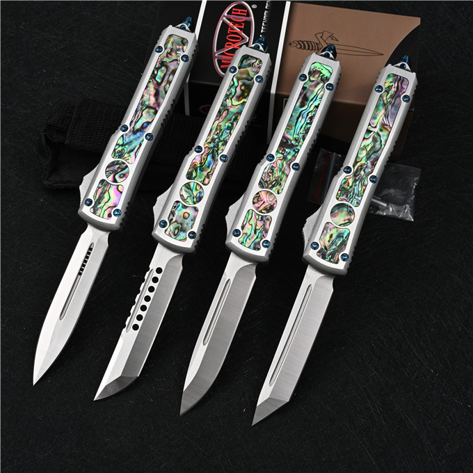 Shell version Micro Tech UT85 automatic Pocket Knife AUTO OPEN D2 blade Aviation aluminum handle inlaid shells Outdoor Camping EDC Tool UT-7
Shell version Micro Tech UT85 automatic Pocket Knife AUTO OPEN D2 blade Aviation aluminum handle inlaid shells Outdoor Camping EDC Tool UT-7