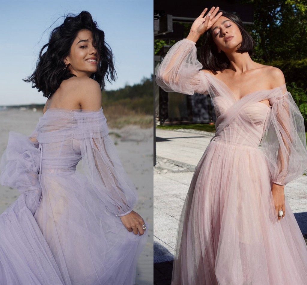 Blush Pink Off The Shoulder Prom Dresses Long Puffy Sleeves Tulle Evening Gowns Pleats Formal Party Dress Custom Made Vestidos Longo Robe De Soiree, Gold
Blush Pink Off The Shoulder Prom Dresses Long Puffy Sleeves Tulle Evening Gowns Pleats Formal Party Dress Custom Made Vestidos Longo Robe De Soiree, Gold
