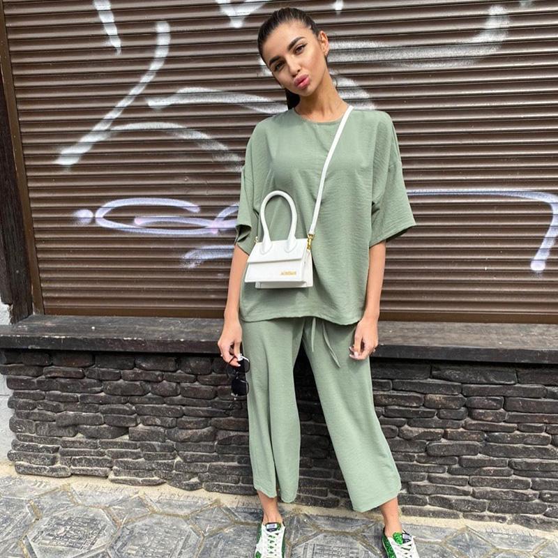 Women's Two Piece Pants Summer Casual Women Set Tracksuits Solid Short Sleeve Long Suit Fashion Loose Outfit Femme, White
Women's Two Piece Pants Summer Casual Women Set Tracksuits Solid Short Sleeve Long Suit Fashion Loose Outfit Femme, White