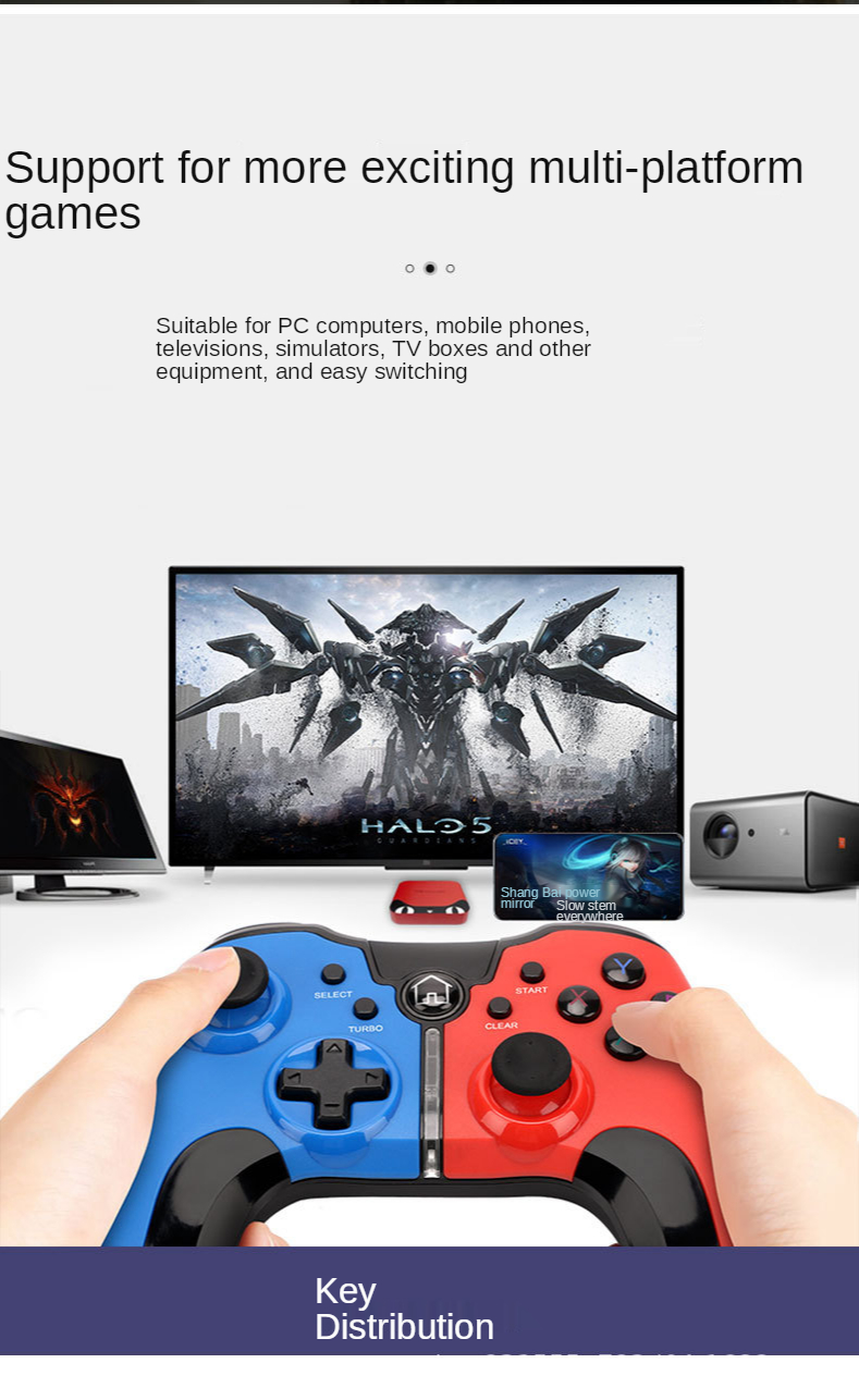 Wireless bluetooth-compatible Game Controller Gamepad Joystick For PS3 PC Smart TV