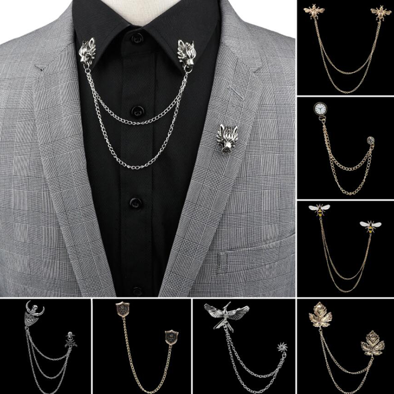 Man Suit Shirt Collar Tassel Chain Lapel Pin Brooch Dragon Badge Retro Pins Wedding Dress Party Dance Neckware Accessories, Gray
Man Suit Shirt Collar Tassel Chain Lapel Pin Brooch Dragon Badge Retro Pins Wedding Dress Party Dance Neckware Accessories, Gray