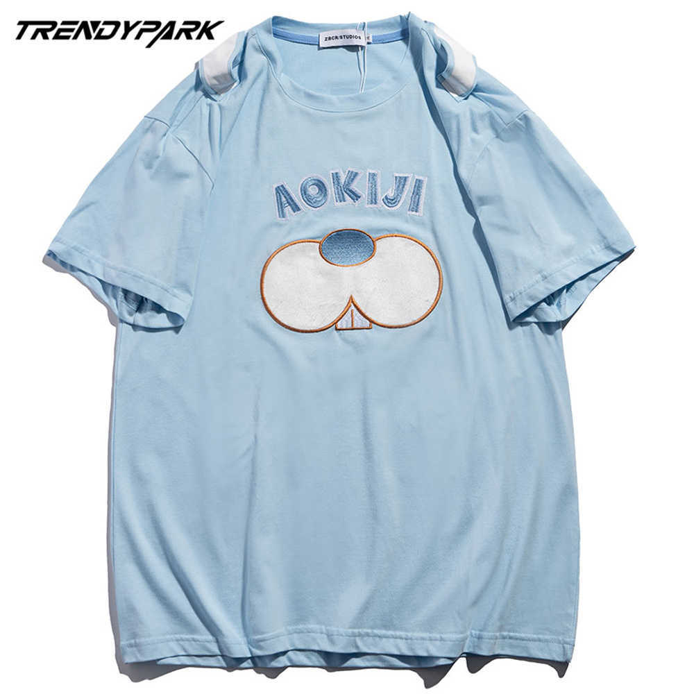 Men's Cute Rabbit Ear T-shirt Hip Hop Streetwear Harajuku Cotton T Shirt Summer Short Sleeve T-Shirt Loose Casual Shirt Tee 210601