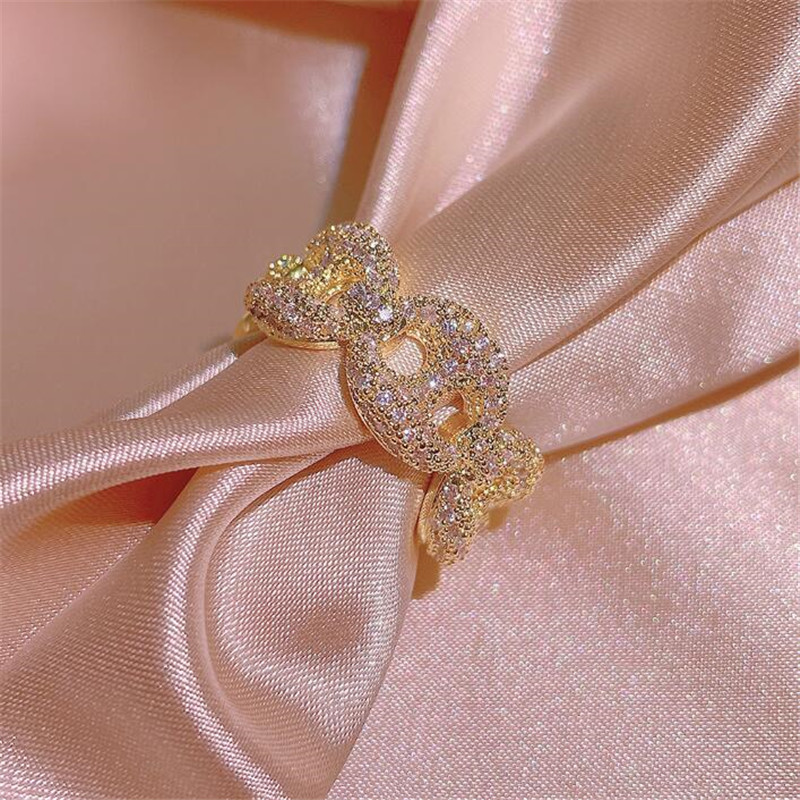 Unique Wedding Rings: Sterg Sier, Gold Fill Pave White Sapphire CZ Dia Gemstone Eternity Women's k Chain