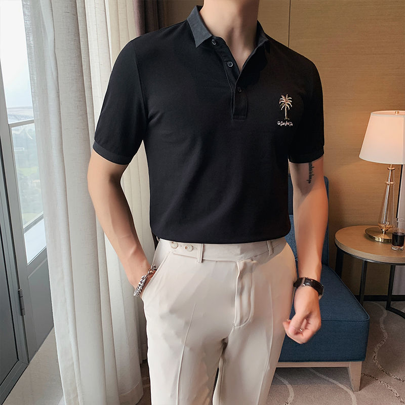 IEFB British Summer Men's Solid Color Polo Shirt Slim Fit Short Sleeve Casual Embroidery Tops Mans Clothing 9Y6678 210524