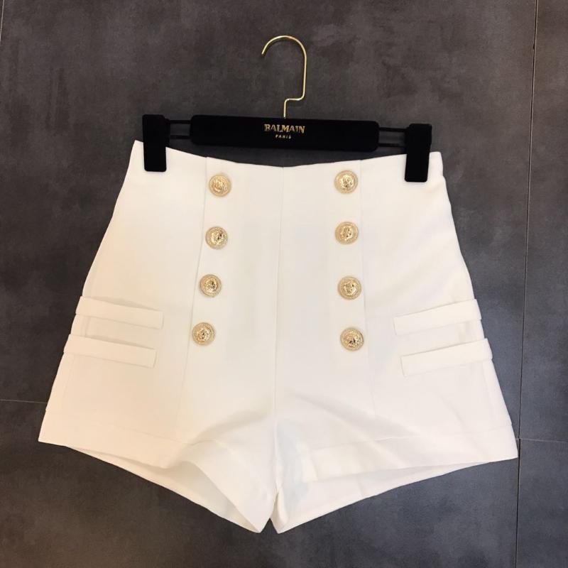 Double-breasted High Waist Shorts Women Casual A-line Wide Leg Female Streetwear Autumn Black White Women's
