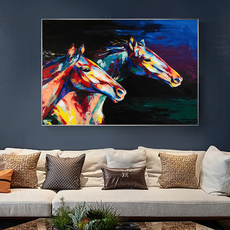 Colorful Horse Oil Painting Wall Pictures For Living Room Two Horses Animal Art Poster and Print Modern Pictures Home Decoration
Colorful Horse Oil Painting Wall Pictures For Living Room Two Horses Animal Art Poster and Print Modern Pictures Home Decoration