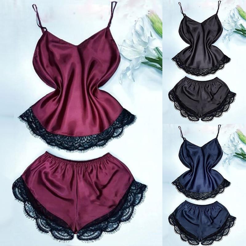 Womens Sexy Satin Vintage Sling Sleepwear Lingerie Lace V-Neck Camisole Pijamas Femmes Seamless Underwear Nightwear Bras
Womens Sexy Satin Vintage Sling Sleepwear Lingerie Lace V-Neck Camisole Pijamas Femmes Seamless Underwear Nightwear Bras