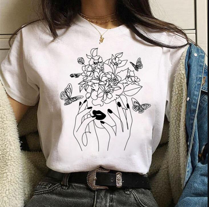 Line Drawing Women T Shirt Simple Design Tops Butterfly Flowers Printed Tee Shirts Female Summer T-shirt Cute Women T-shirts
Line Drawing Women T Shirt Simple Design Tops Butterfly Flowers Printed Tee Shirts Female Summer T-shirt Cute Women T-shirts
