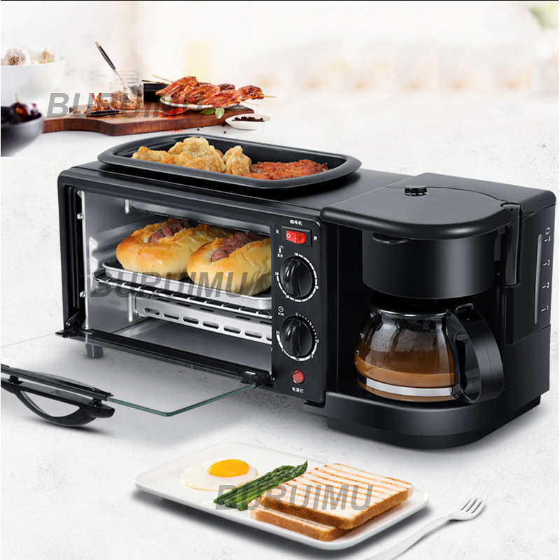 Multifunction Breakfast Making Machine 3 in 1 Electric Coffee Maker Omelette Frying Pan Bread Pizza Baking Oven Household
