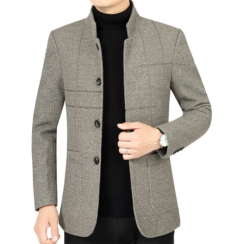 autumn and new cotton padded thickened middle-aged men's woolen stand collar dad's winter casual woolen et, Black
autumn and new cotton padded thickened middle-aged men's woolen stand collar dad's winter casual woolen et, Black