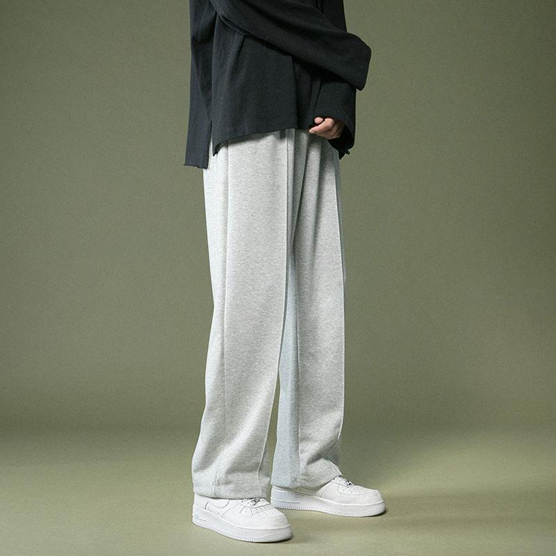 Spring Summer Wide-leg Pants Men's Fashion Black Gray Sweatpants Men Streetwear Loose Straight Joggers Track Mens Trousers