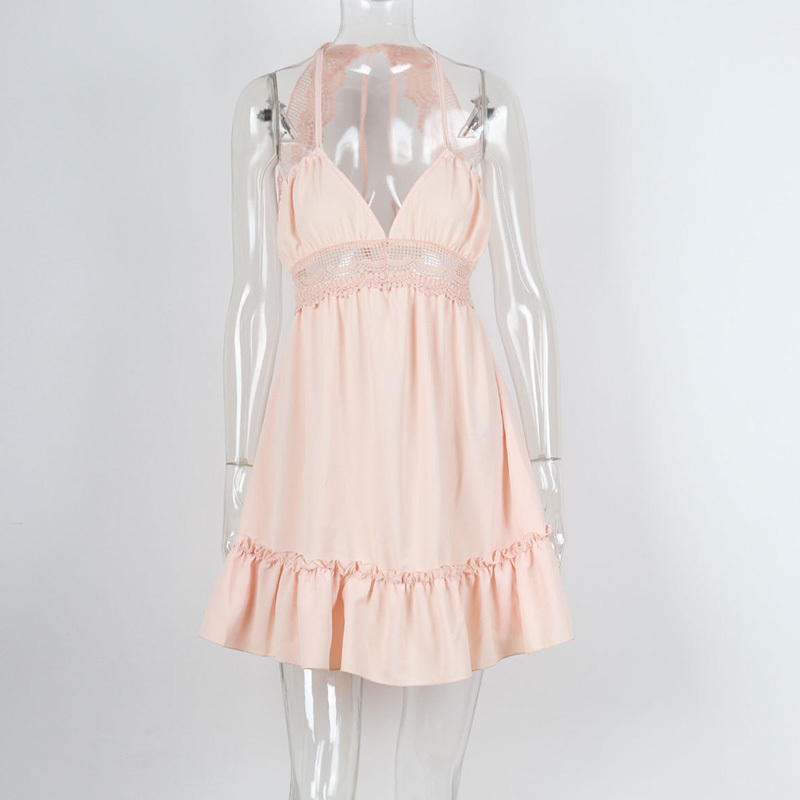 Hot Summer Women Sexy Dresses Back Lacing Straps Backless Dress Beach Clothing Female 210409