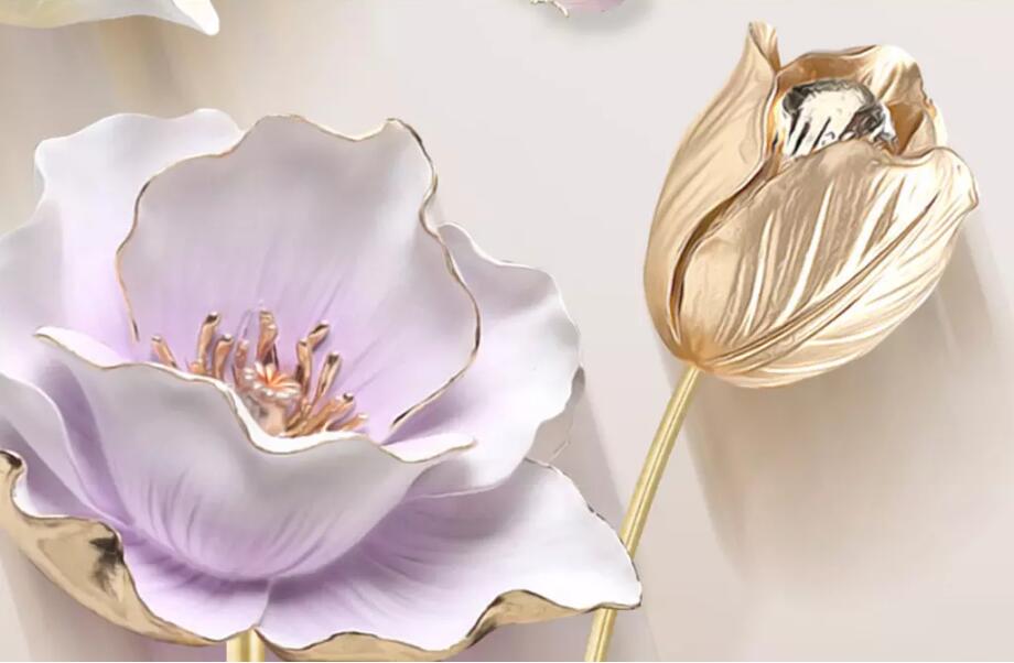 Custom wallpaper 3D photo mural embossed elegant new Chinese simple jewelry tulip sofa background wall paper 3d mural
